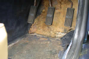 Rotten footwell carpets